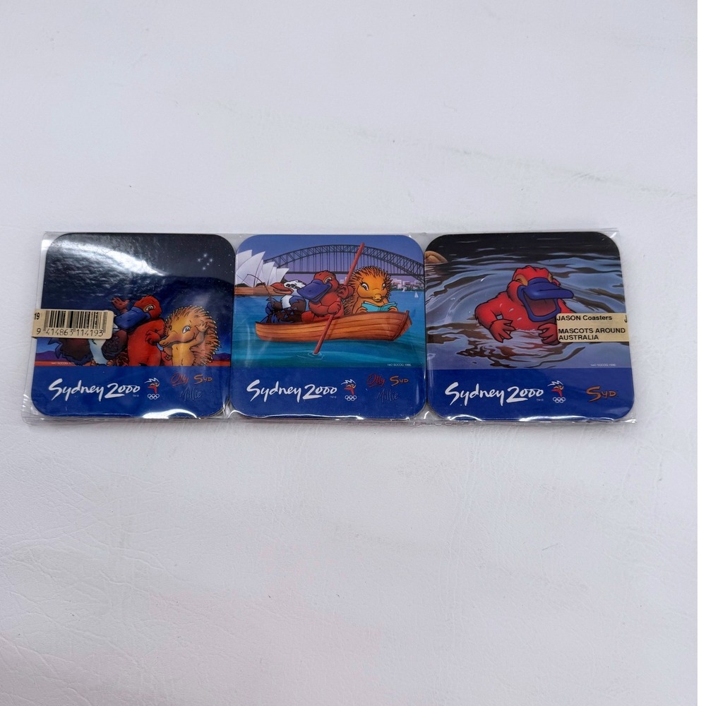 Sydney 2000 Olympics Mascots Coaster Set 6 Blue Olly Syd Millie Vintage